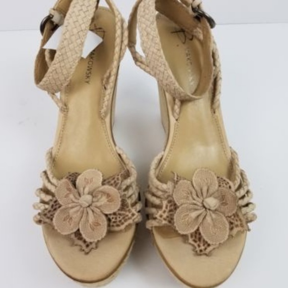 B Makowsky Leather Strappy Wedge Heel Sandals - Picture 5 of 8